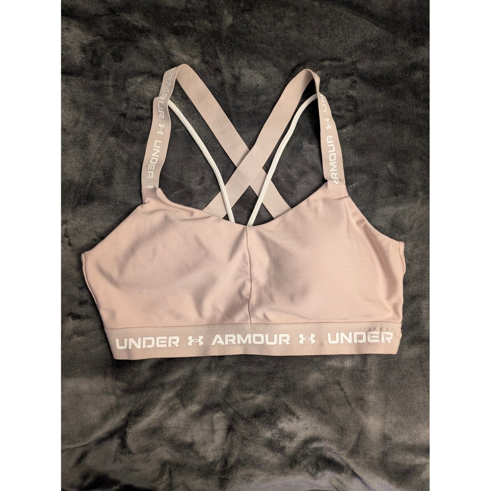 Under Armour Womens Crossback Sports Bra Pink Strappy Logo 1361033 XL